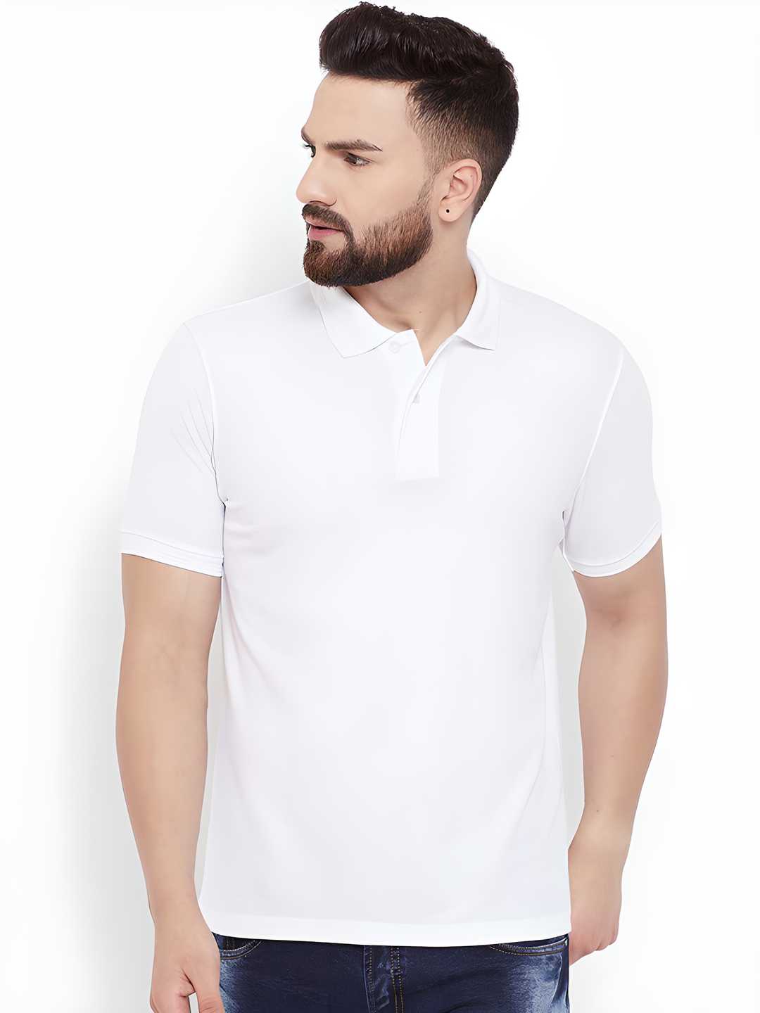 Cotton Blend Solid Half Sleeves Polo T-Shirt